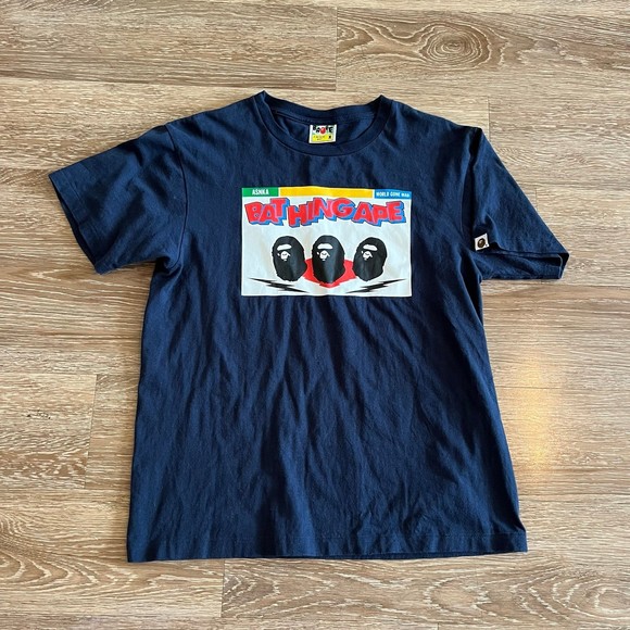 BAPE A‎ Bathing Ape World Gone Mad T Shirt Black Men’s Size Medium Rare VTG - Picture 1 of 8
